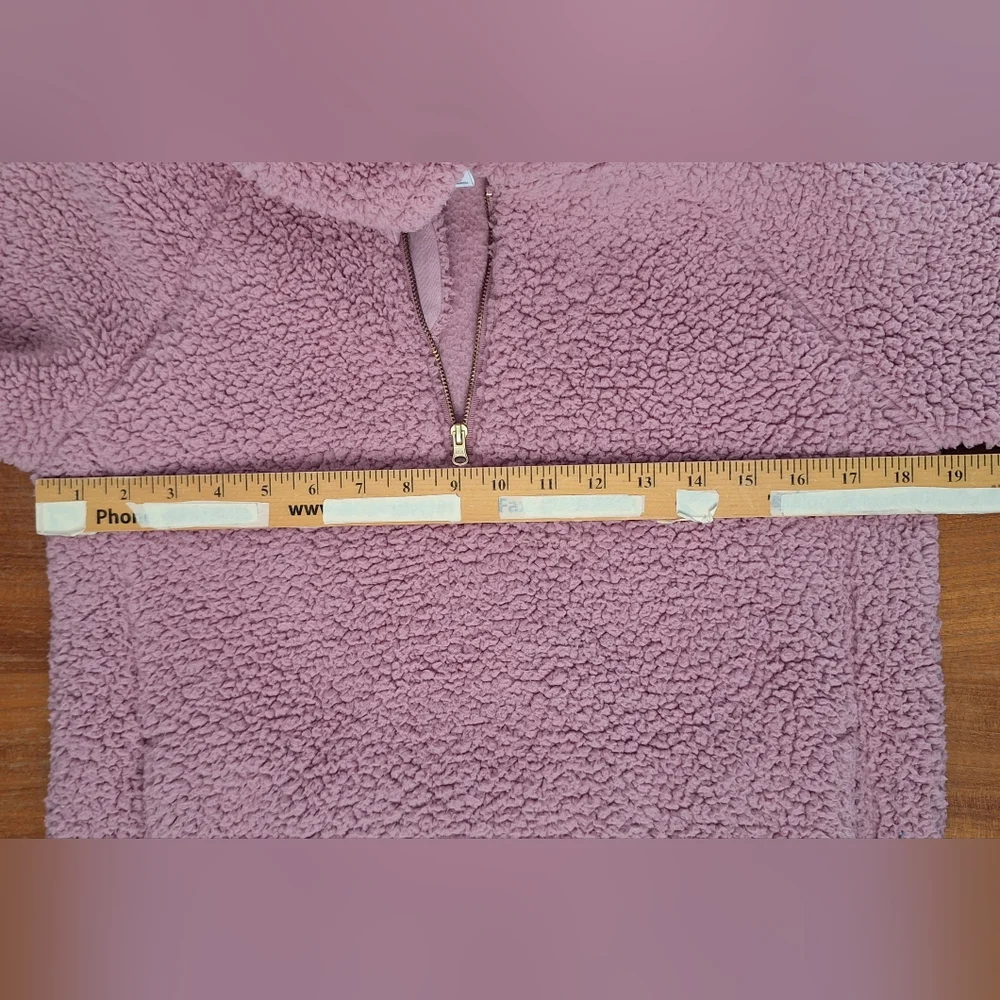 Old Navy Sherpa Fleece Hoodie 1/4 Zip Sweatshirt Pockets Pink Kids XXL Womens XS